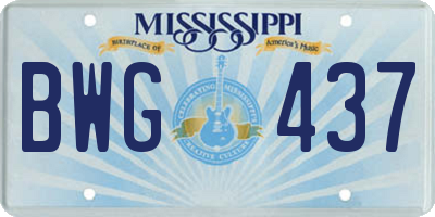 MS license plate BWG437