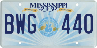MS license plate BWG440