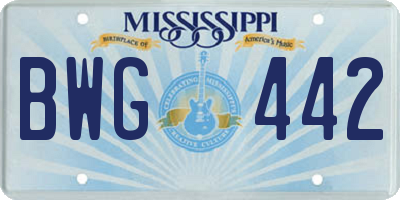 MS license plate BWG442