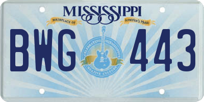 MS license plate BWG443