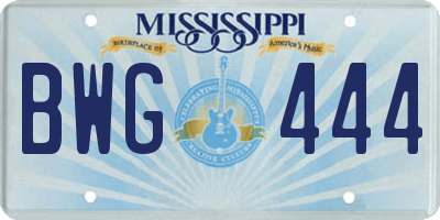 MS license plate BWG444
