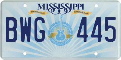 MS license plate BWG445