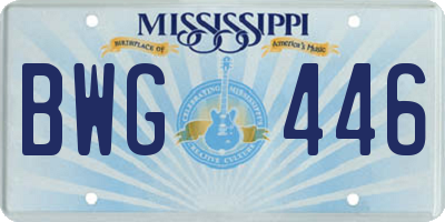 MS license plate BWG446