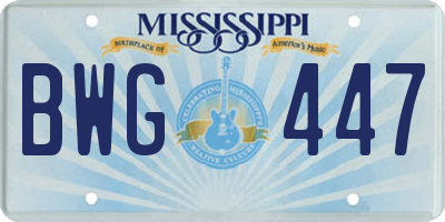 MS license plate BWG447