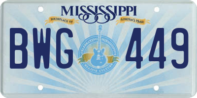 MS license plate BWG449