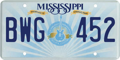 MS license plate BWG452