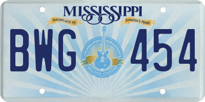 MS license plate BWG454