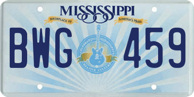 MS license plate BWG459