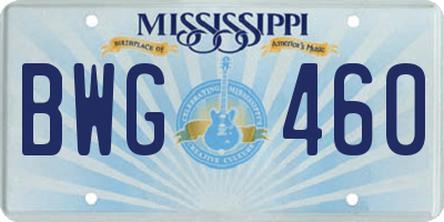 MS license plate BWG460