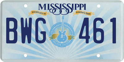 MS license plate BWG461