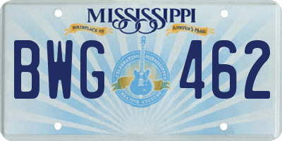 MS license plate BWG462