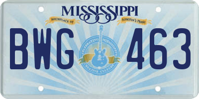 MS license plate BWG463