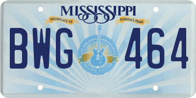 MS license plate BWG464