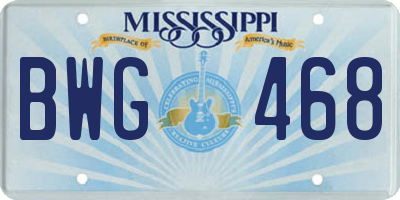 MS license plate BWG468