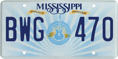 MS license plate BWG470