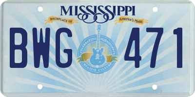 MS license plate BWG471