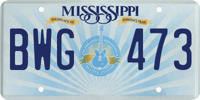 MS license plate BWG473