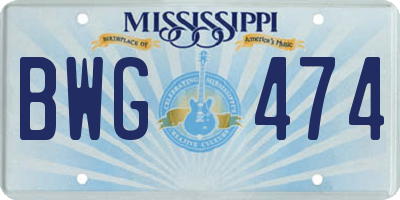 MS license plate BWG474