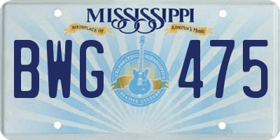 MS license plate BWG475