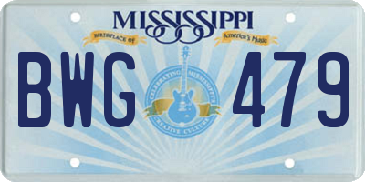 MS license plate BWG479