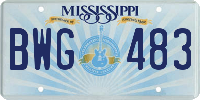 MS license plate BWG483