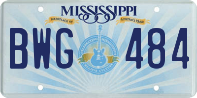 MS license plate BWG484
