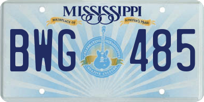 MS license plate BWG485
