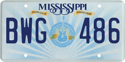 MS license plate BWG486