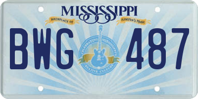 MS license plate BWG487