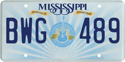 MS license plate BWG489