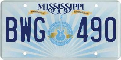 MS license plate BWG490