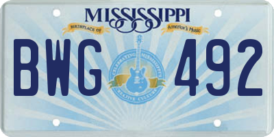 MS license plate BWG492