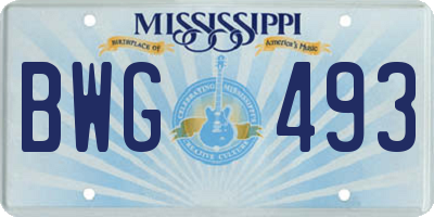 MS license plate BWG493