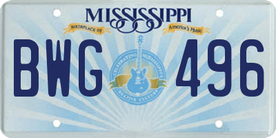 MS license plate BWG496