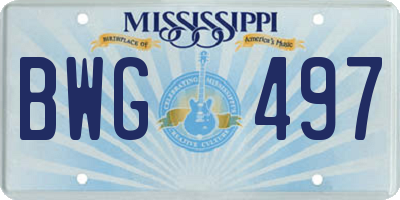 MS license plate BWG497