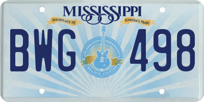 MS license plate BWG498