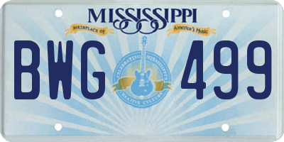 MS license plate BWG499
