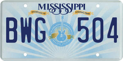 MS license plate BWG504