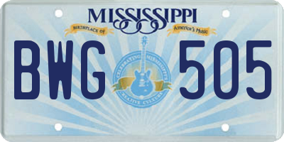 MS license plate BWG505