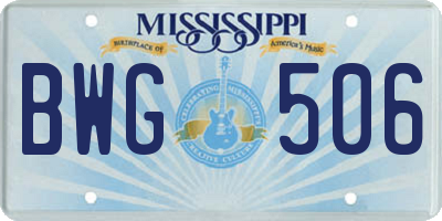 MS license plate BWG506