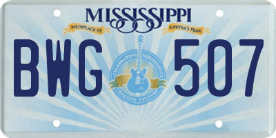 MS license plate BWG507