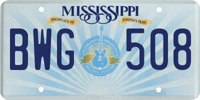 MS license plate BWG508
