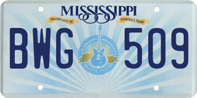 MS license plate BWG509