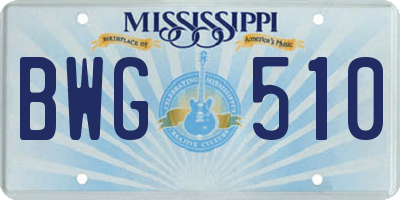 MS license plate BWG510