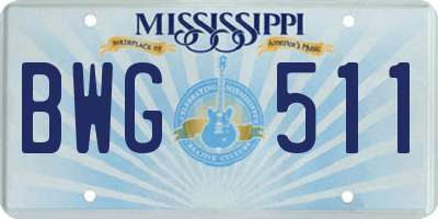 MS license plate BWG511