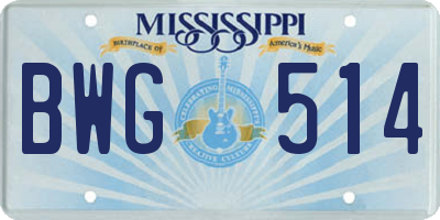 MS license plate BWG514