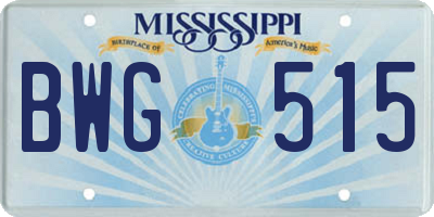 MS license plate BWG515
