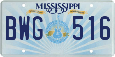 MS license plate BWG516