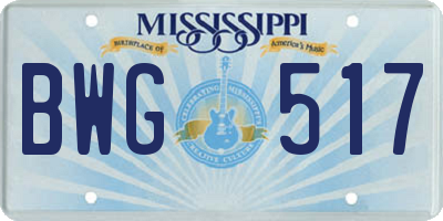 MS license plate BWG517