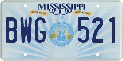 MS license plate BWG521